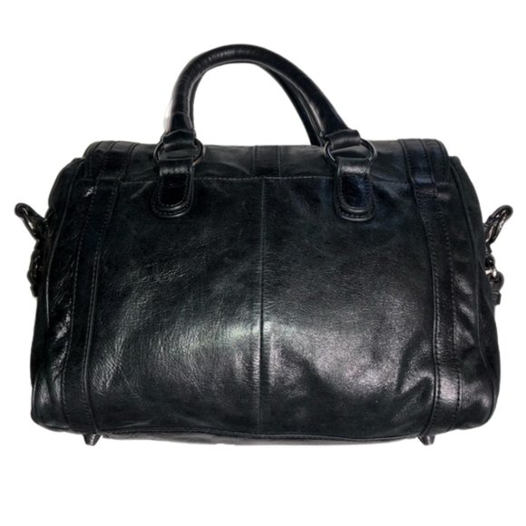 Badgley Mischka Cherise Black Leather Convertible Satchel - Picture 6 of 16